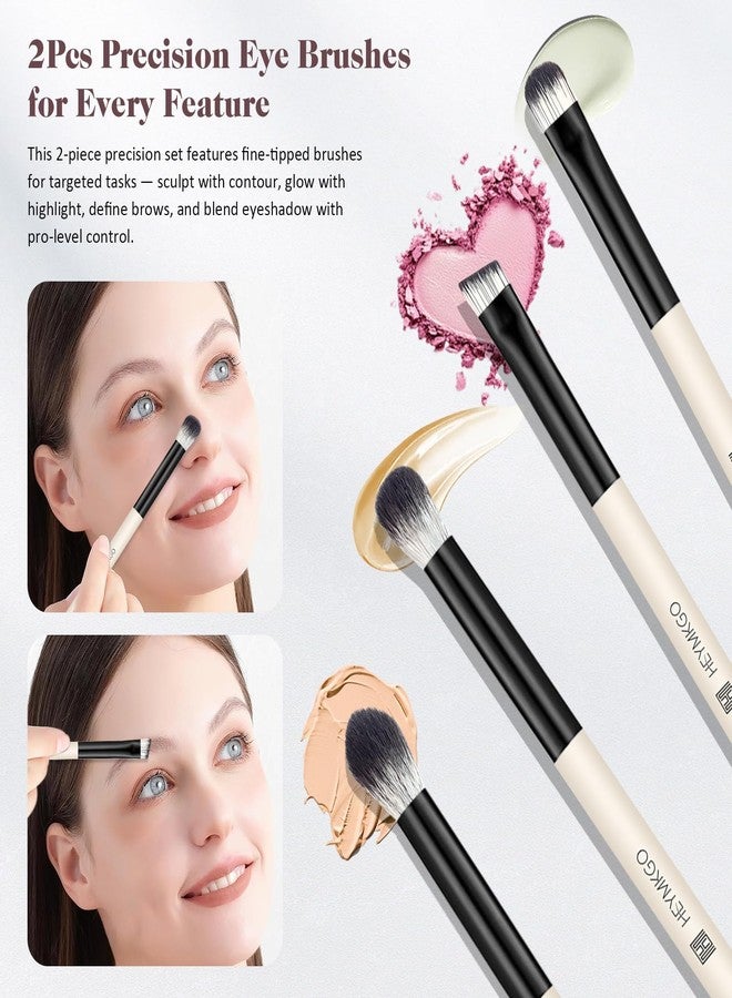 HEYMKGO Makeup Brushes Set, 4Pcs Professional Dual-ended Foundation Contour Power Face Eyeshadow Brush set for Liquid,Cream, Powder for Blending Contouring Makeup Tools- Great for Travel Use, Black - Image 4